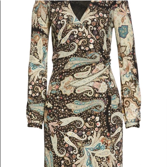 ETRO Milano Paisley Jersey Wrap Dress Size US 10/IT 46 - Picture 1 of 15